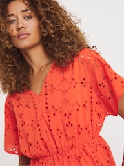 JD Williams Orange Broderie Smock Dress - Image 4 of 4