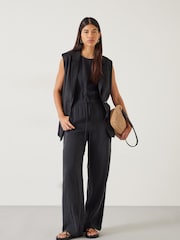 Hush Black Kirza Textured 100% Cotton Jumpsuit - Image 1 of 6