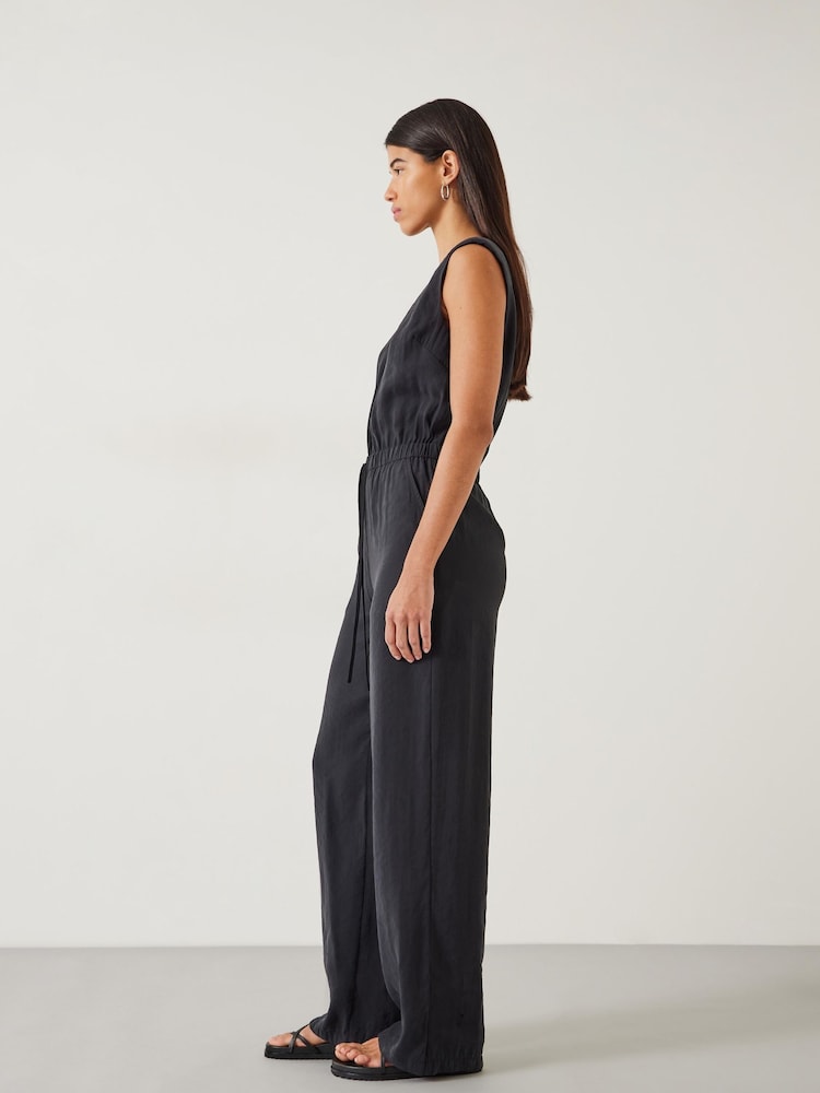 Hush Black Kirza Textured 100% Cotton Jumpsuit - Image 2 of 6