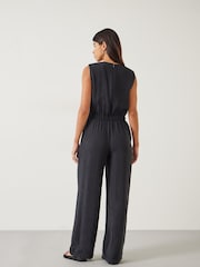 Hush Black Kirza Textured 100% Cotton Jumpsuit - Image 3 of 6