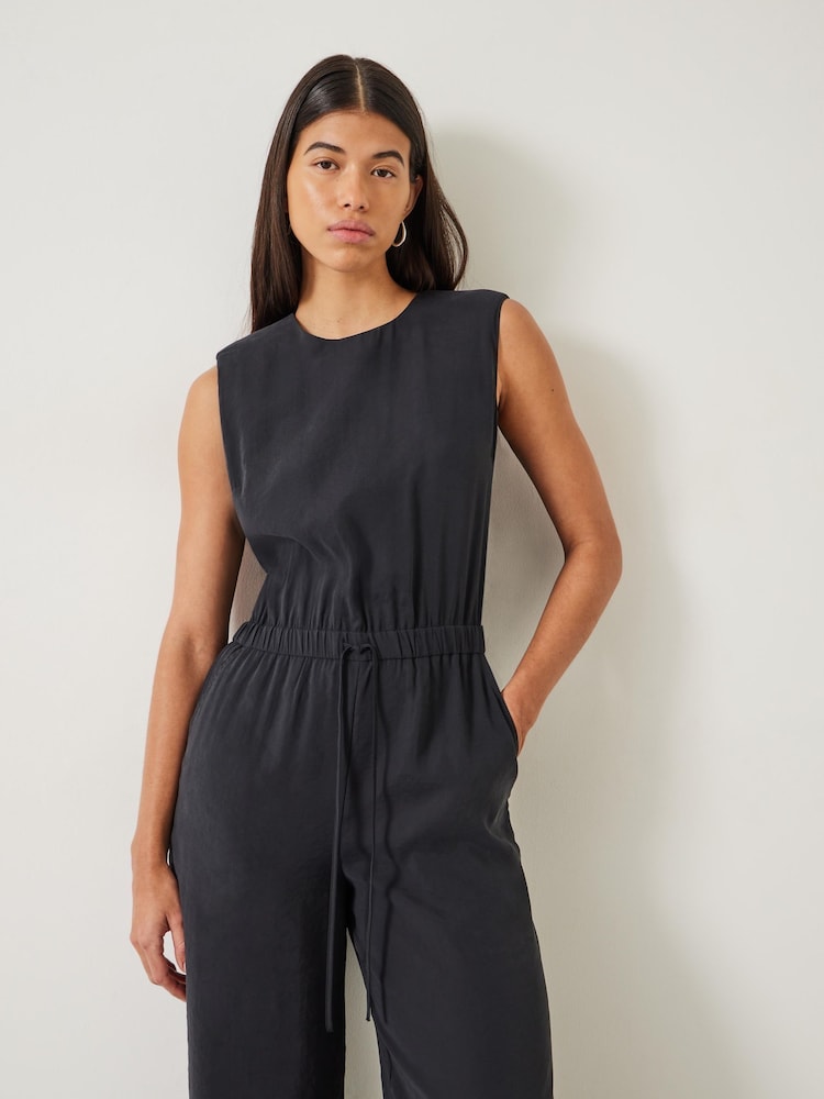 Hush Black Kirza Textured 100% Cotton Jumpsuit - Image 5 of 6