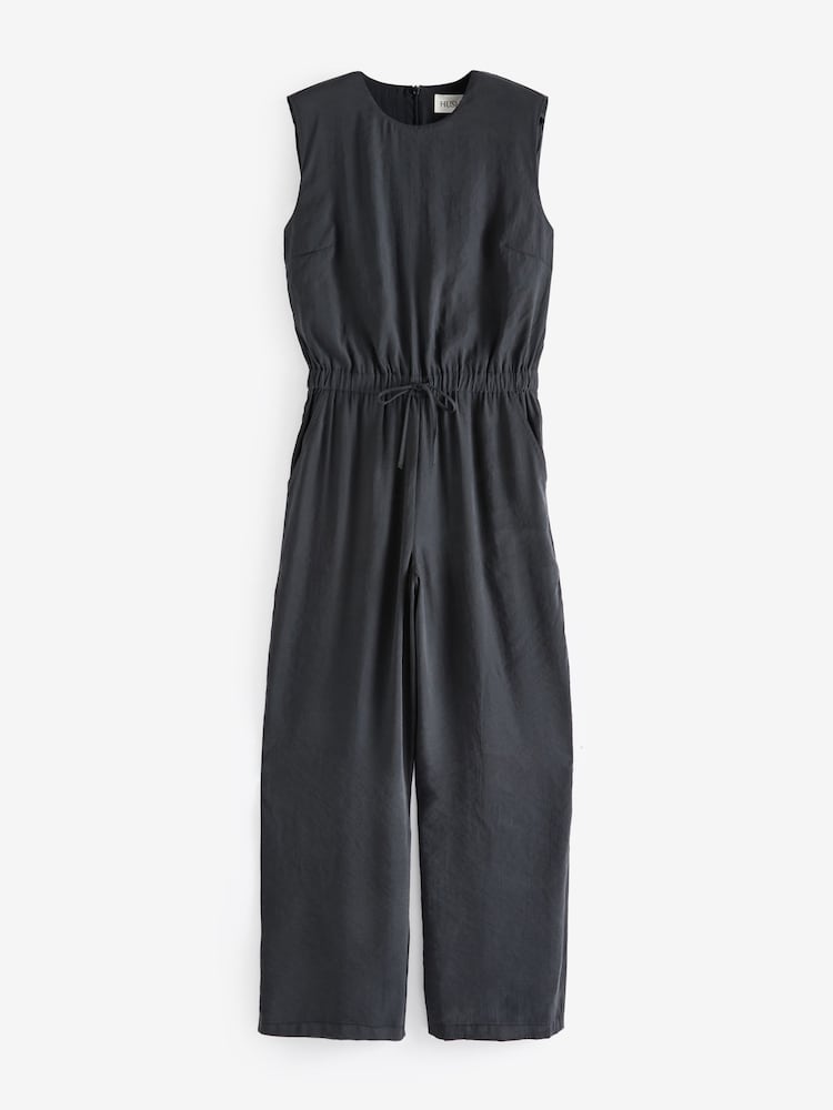 Hush Black Kirza Textured 100% Cotton Jumpsuit - Image 6 of 6