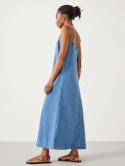 Hush Blue 100% Cotton Saskia Denim Slip Maxi Dress - Image 2 of 5