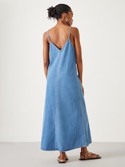 Hush Blue 100% Cotton Saskia Denim Slip Maxi Dress - Image 3 of 5