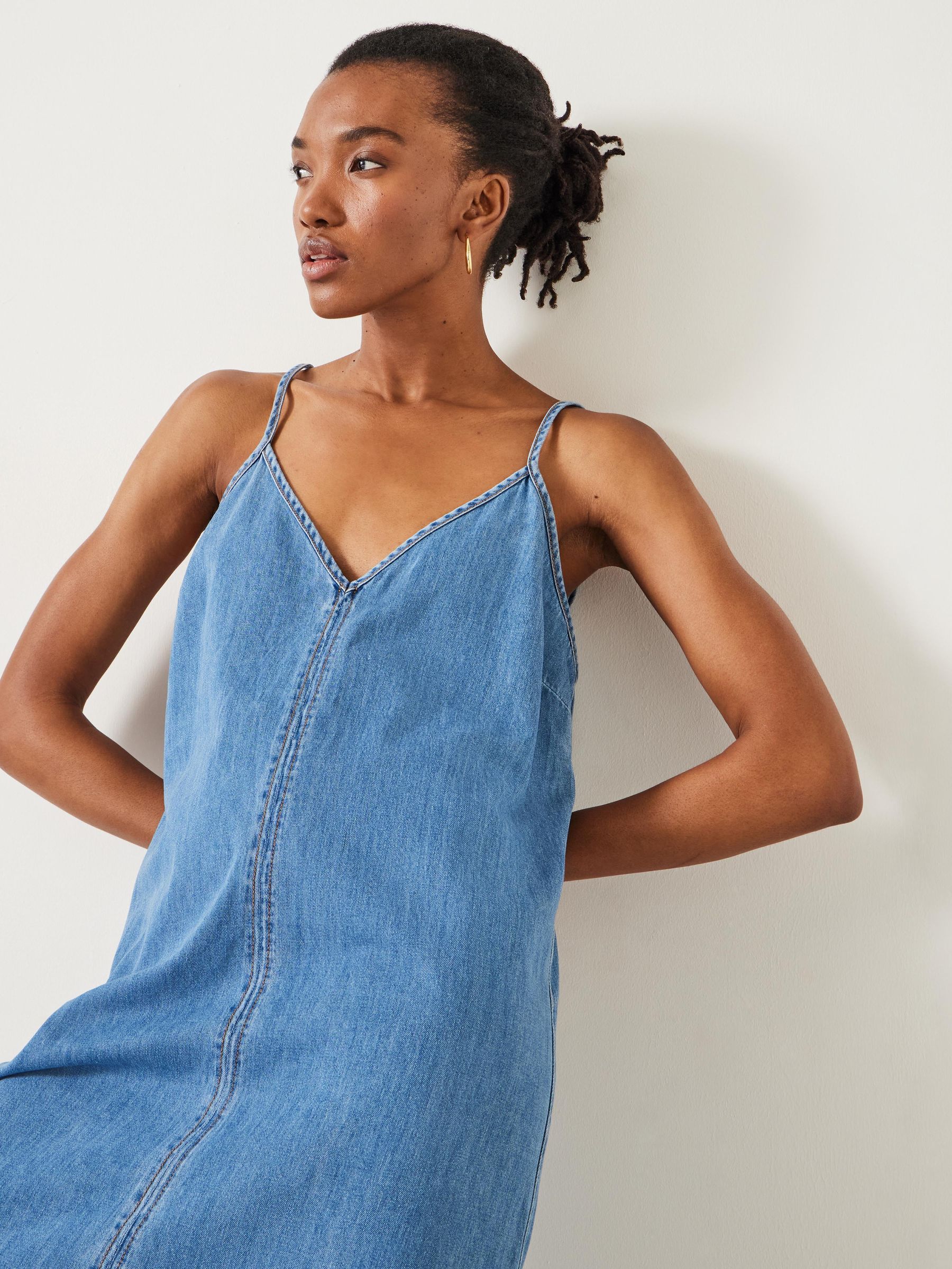 Buy Hush Blue 100% Cotton Saskia Denim Slip Maxi Dress from