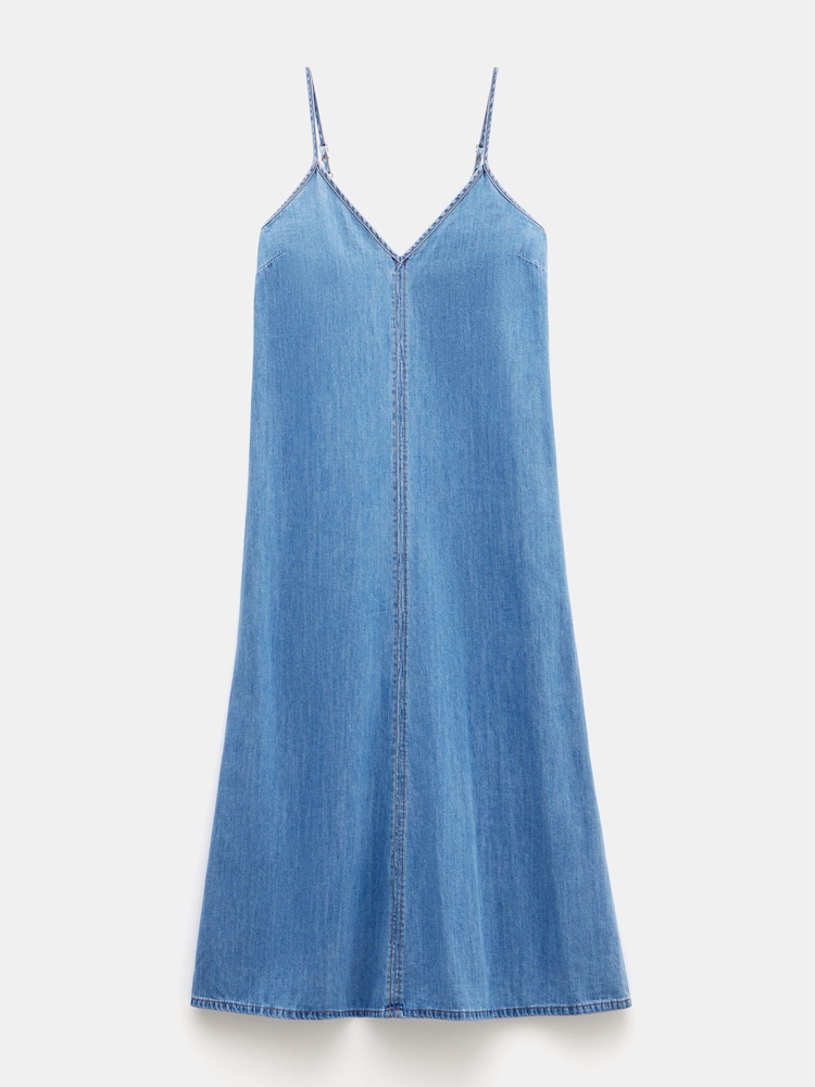 Hush Blue 100% Cotton Saskia Denim Slip Maxi Dress - Image 5 of 5