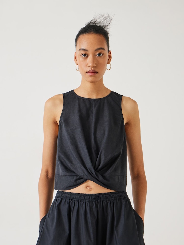 Hush Black Maggie Twist Front Tank Top - Image 1 of 5