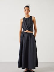 Hush Black Ishani Maxi Poplin 100% Cotton Skirt - Image 1 of 5
