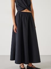 Hush Black Ishani Maxi Poplin 100% Cotton Skirt - Image 2 of 5