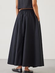 Hush Black Ishani Maxi Poplin 100% Cotton Skirt - Image 3 of 5