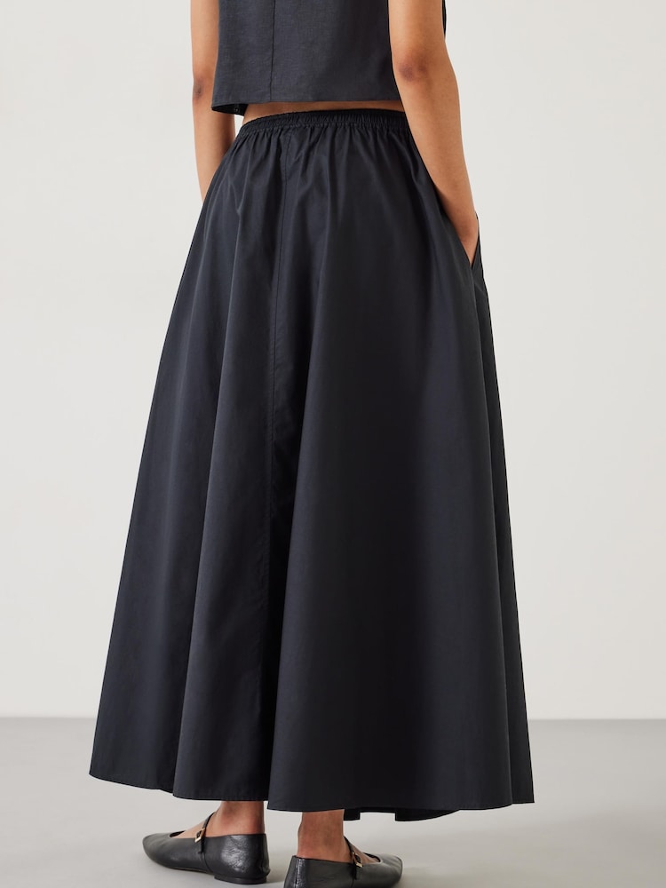 Hush Black Ishani Maxi Poplin 100% Cotton Skirt - Image 3 of 5