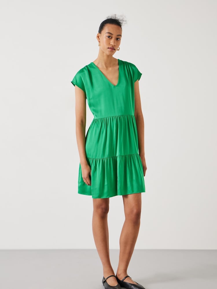 Hush Green Lily Satin Gathers Mini Dress - Image 1 of 5