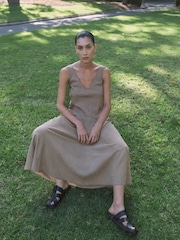 Hush Brown Lina Gingham Maxi Dress - Image 1 of 6