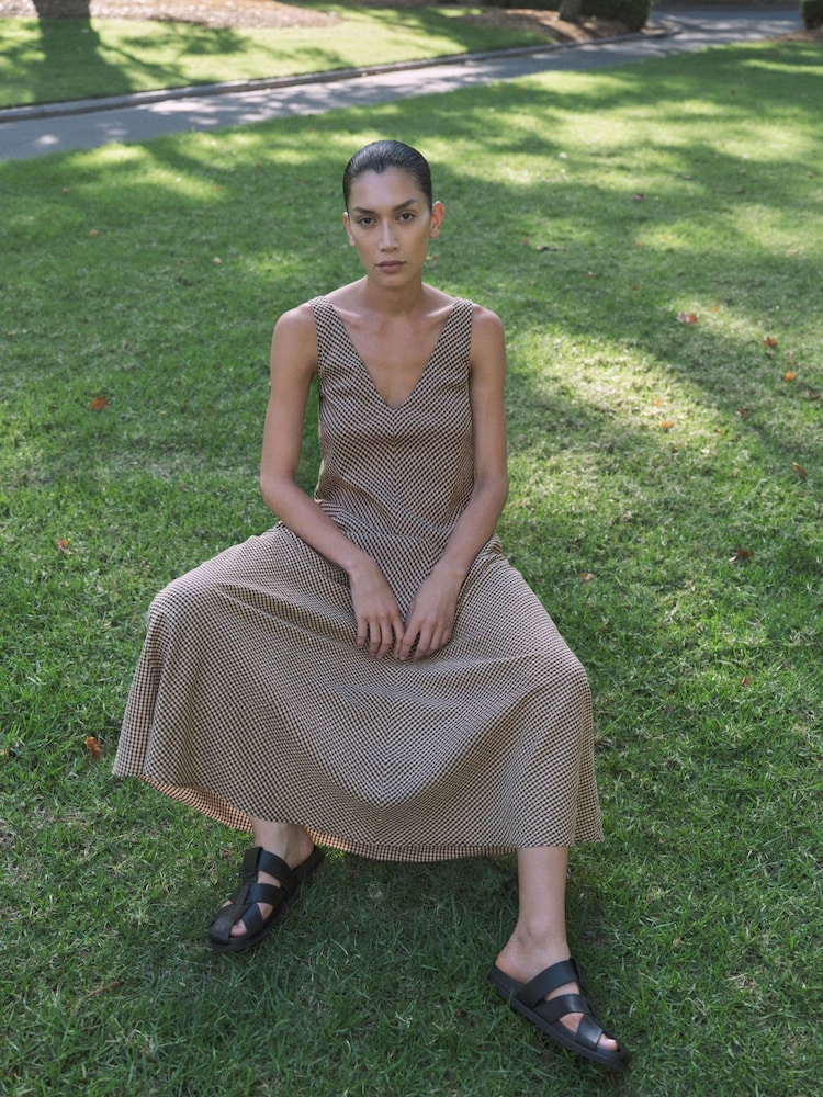 Hush Brown Lina Gingham Maxi Dress - Image 1 of 6
