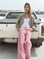 Hush Pink Santorini Striped 100% Cotton Trousers - Image 1 of 6
