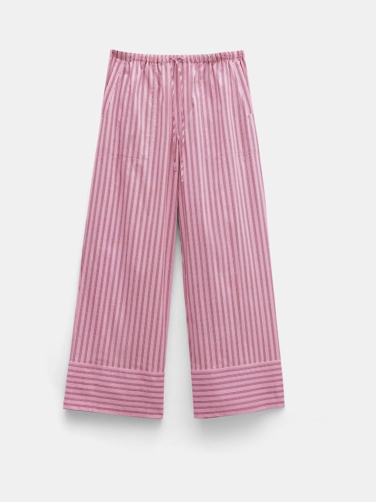 Hush Pink Santorini Striped 100% Cotton Trousers - Image 6 of 6