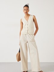 Hush Cream Ottiline Knitted 100% Cotton Waistcoat - Image 3 of 6