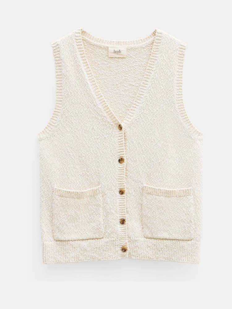 Hush Cream Ottiline Knitted 100% Cotton Waistcoat - Image 6 of 6