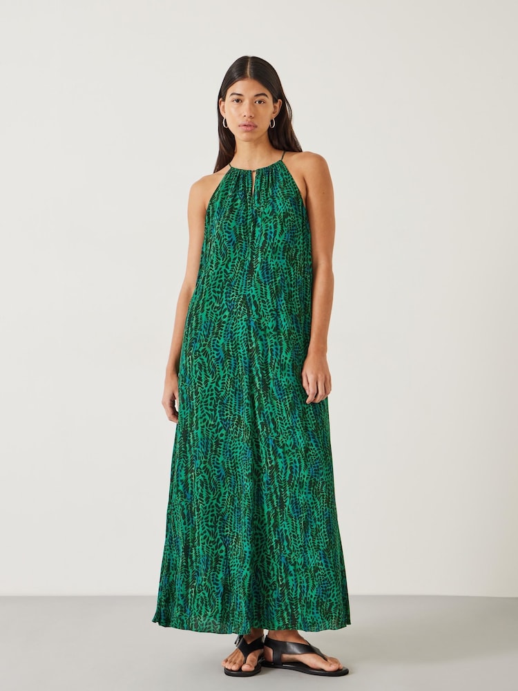 Hush Green Cassie Halter Neck Midi Dress - Image 1 of 4