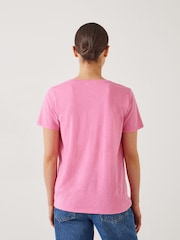 Hush Pink Hari Scoop Neck 100% Cotton Slub T-Shirt - Image 3 of 5