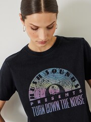Hush Black Ombre Rainbow Graphic 100% Cotton T-Shirt - Image 4 of 5