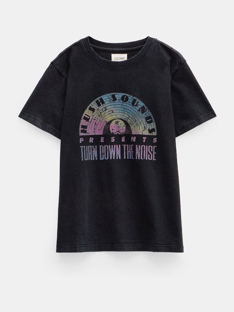 Hush Black Ombre Rainbow Graphic 100% Cotton T-Shirt - Image 5 of 5