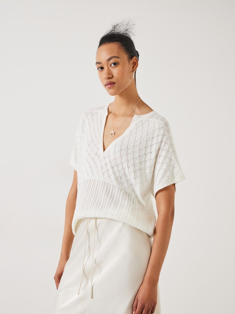 Hush Adeena Pointelle Stitch Knitted T-Shirt - Bild 1 von 5