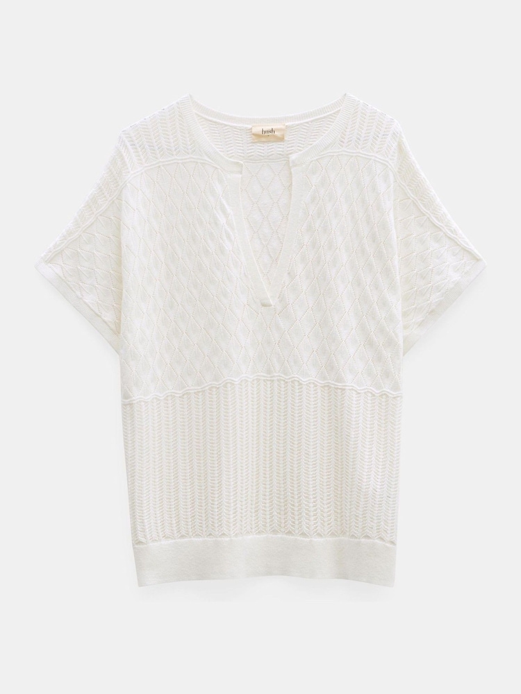 Hush Adeena Pointelle Stitch Knitted T-Shirt - Bild 5 von 5