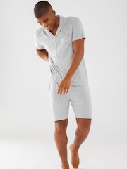 Chelsea Peers Grey Mens Modal Button Up Short Pyjamas Set - Image 2 of 8