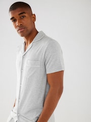 Chelsea Peers Grey Mens Modal Button Up Short Pyjamas Set - Image 5 of 8