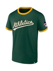 Fanatics Green Oakland Athletics Fundamental Short Sleeve Ringer T-Shirt - Image 3 of 3