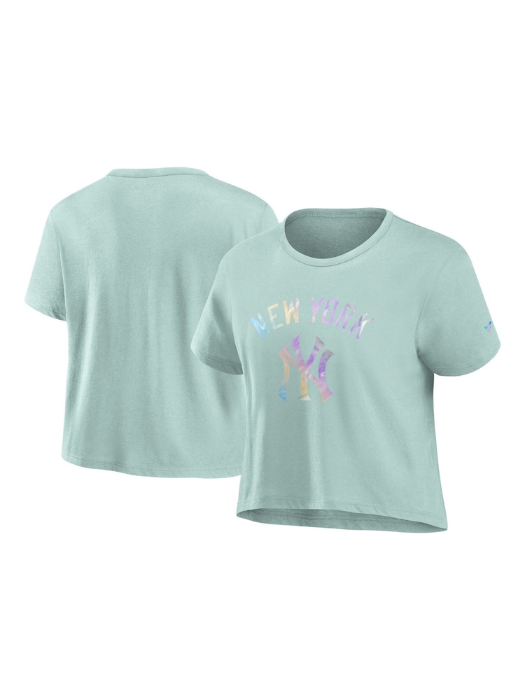Fanatics Womens Green New York Yankees Y2K 100% Cotton Crop Crew T-Shirt - Image 1 of 3