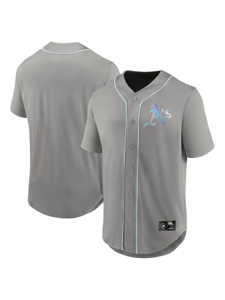 Fanatics Grey Oakland Athletics Iridescent Foundation Football Shirt - Image 1 of 3