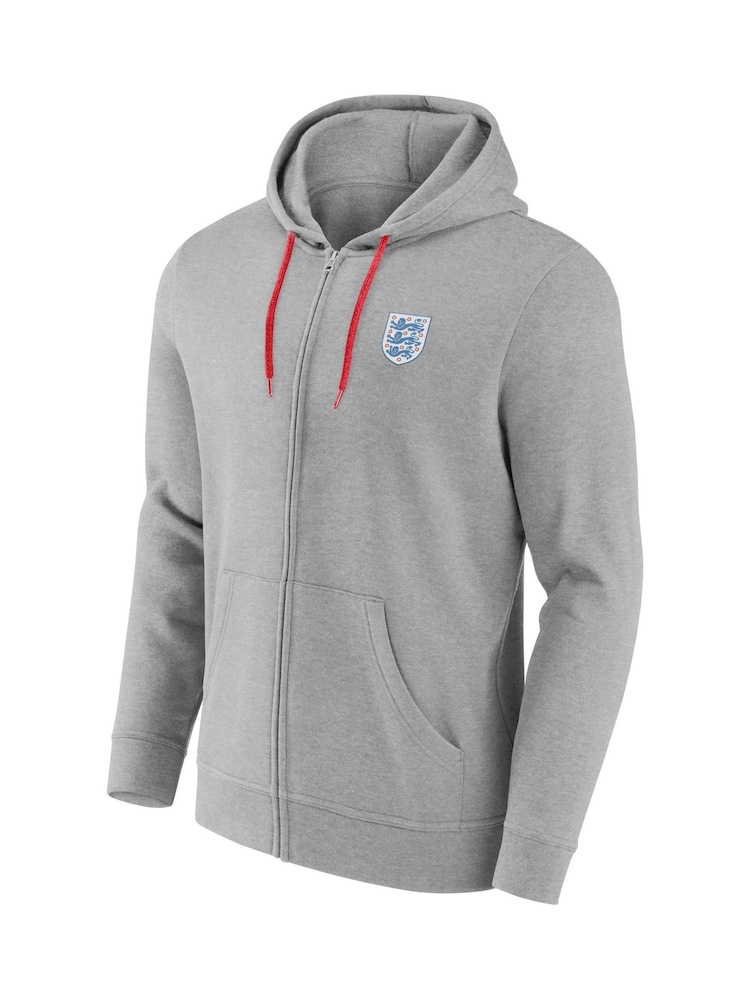 Fanatics Small Grey England Essentials Crest Zip Up Hoodie - Image 3 of 3