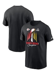 Fanatics 100% Cotton Kansas City Chiefs Nike Super Bowl Champions 2023 Trophy Black T-Shirt - Image 1 of 3