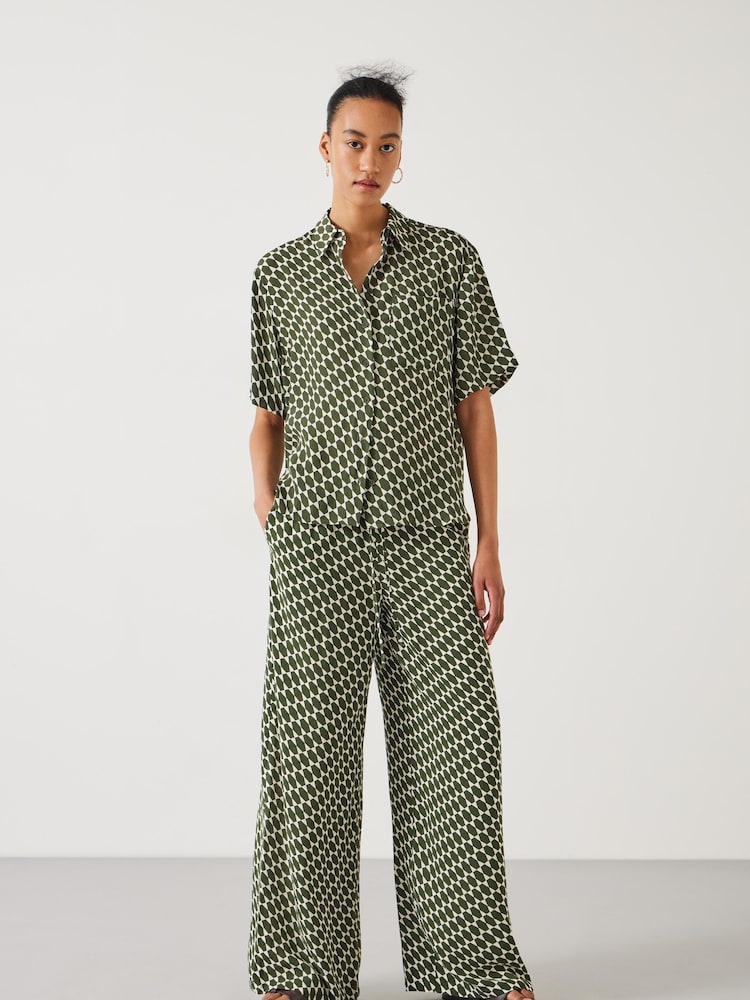 Hush Green Norah Printed Wide Leg Trousers - Image 1 of 5