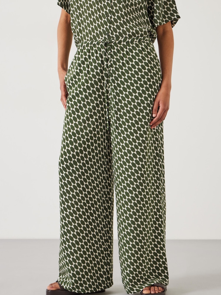 Hush Green Norah Printed Wide Leg Trousers - Image 2 of 5