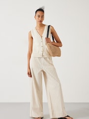Hush Black Elissia Striped Wide Leg Trousers - Image 1 of 5