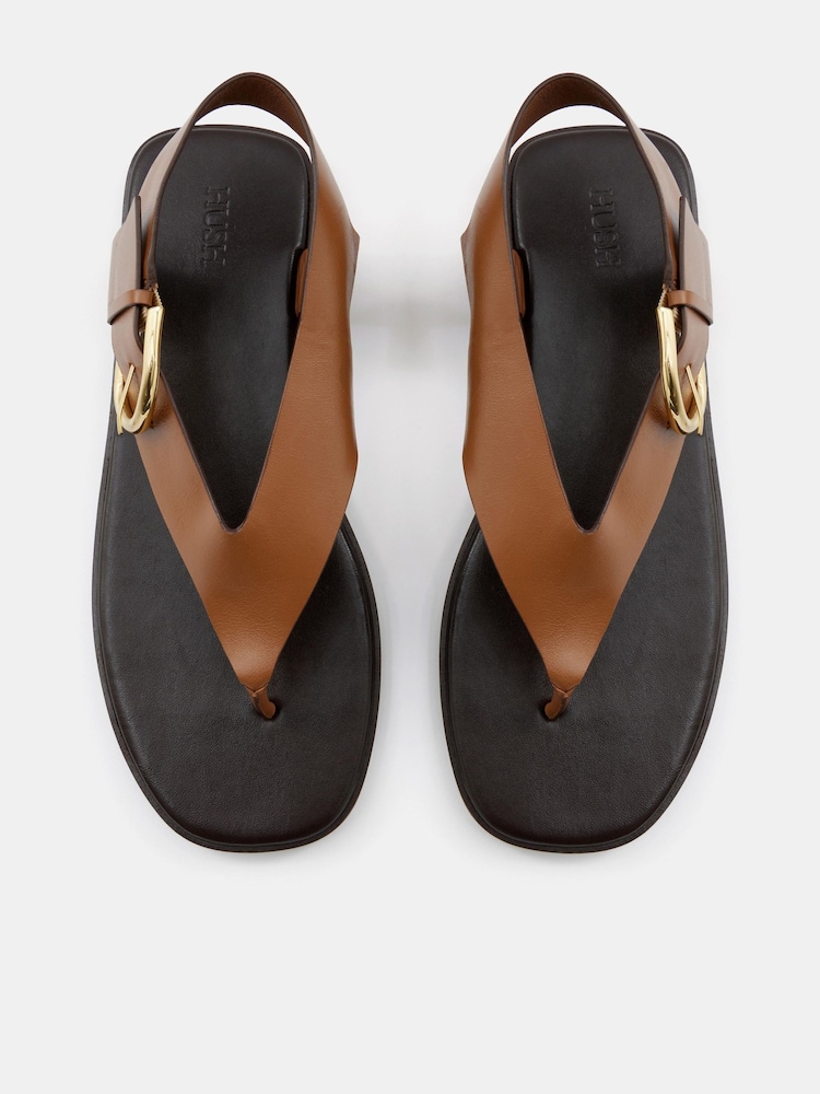 Hush Brown Brinley Buckle Toe Post Sandals - Image 3 of 3