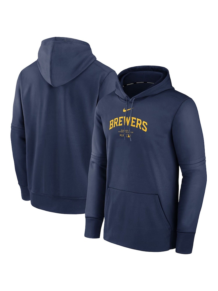 Fanatics Blue Milwaukee Brewers Authentic Therma Fleece Hoodie - Image 1 of 2