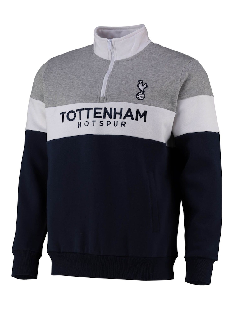 Fanatics Grey Tottenham Hotspur Quarter Zip Sweatshirt - Image 2 of 3