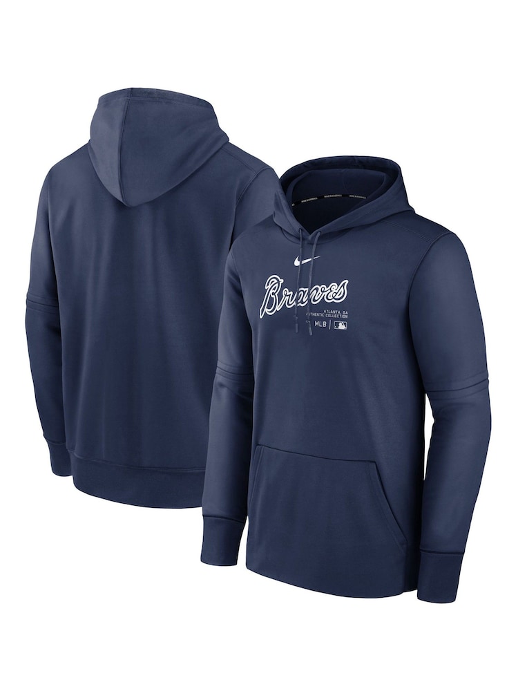 Fanatics Blue Atlanta Braves Authentic Therma Fleece Hoodie - Image 1 of 3