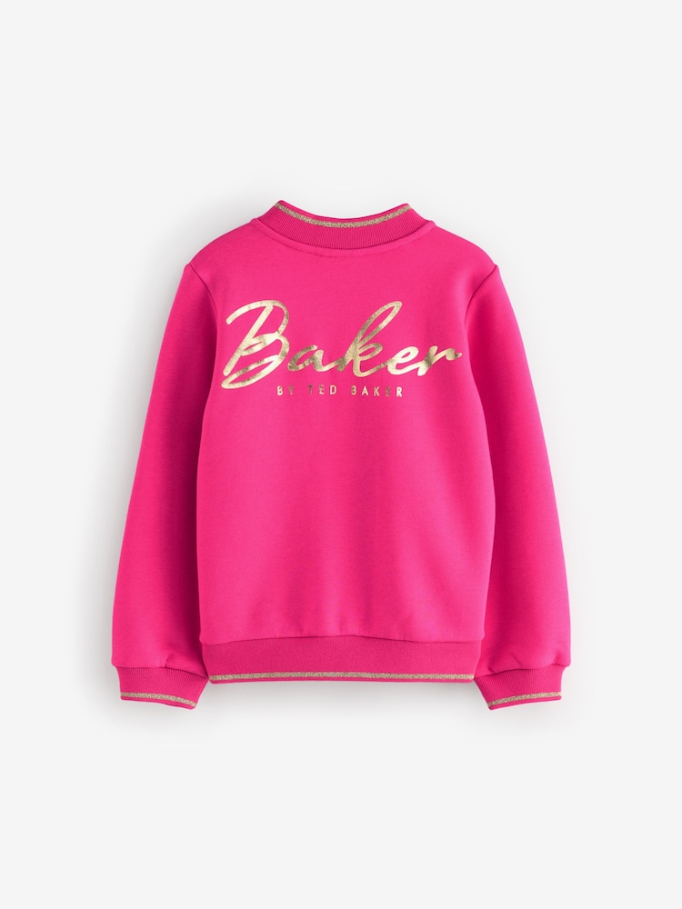 Pink Baker by Ted Baker Pink Foil Branded Bomber Jacket - Image 12 of 15
