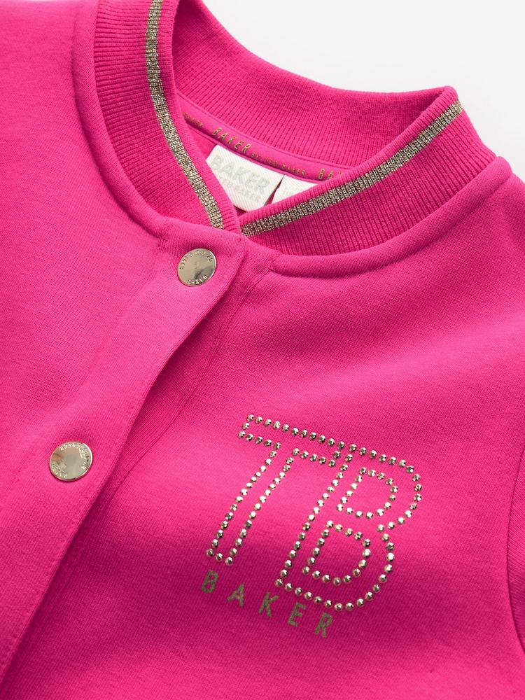 Pink Baker by Ted Baker Pink Foil Branded Bomber Jacket - Image 13 of 15