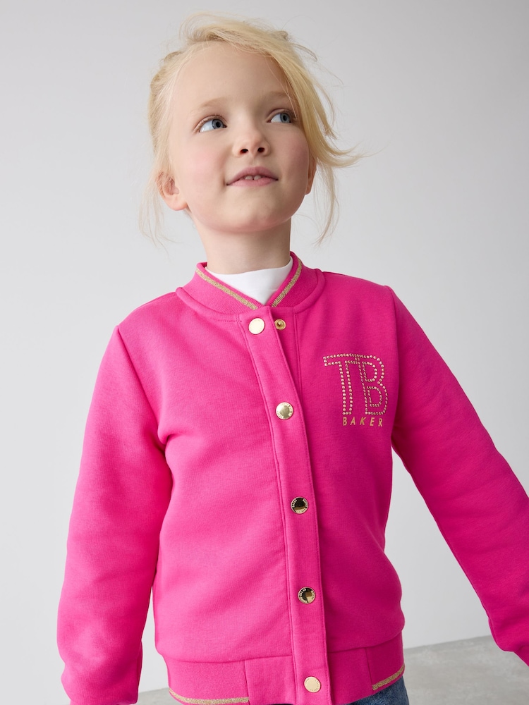 Pink Baker by Ted Baker Pink Foil Branded Bomber Jacket - Image 4 of 15