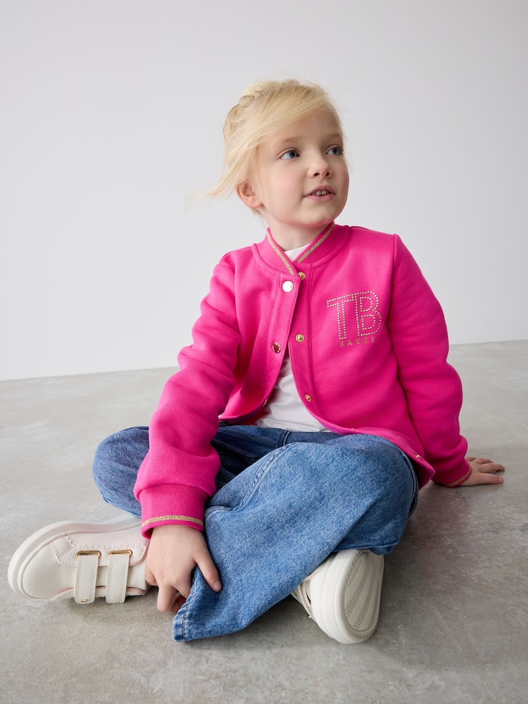 Pink Baker by Ted Baker Pink Foil Branded Bomber Jacket - Image 5 of 15