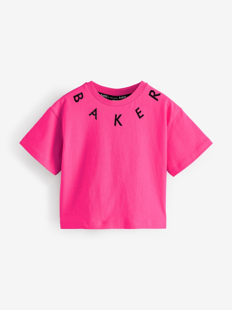 Baker by Ted Baker Stud Detail 100% Cotton White T-Shirt - Image 1 of 4 Baker by Ted Baker Stud Detail 100% Cotton White T-Shirt - Image 1 of 4
