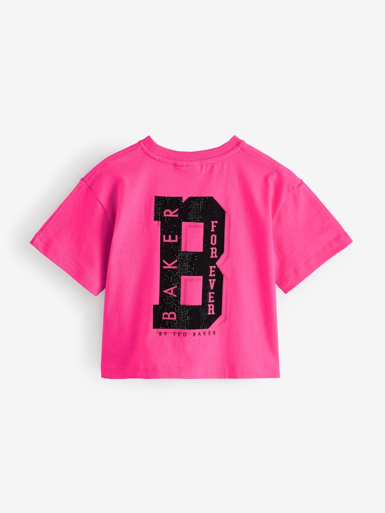 وردي - تيشِرت قطن 100% بتفاصيل مرصَّعة من Baker by Ted Baker - صورة 2 من 4