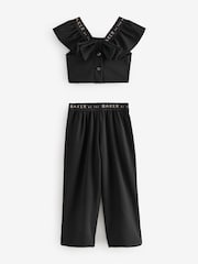 Baker by Ted Baker Black Frill Detail Top and Trousers Set - Image 6 of 9