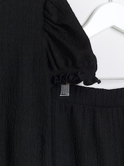River Island Mädchen-Set aus 100% Baumwolle aus strukturiertem Oberteil mit Puffärmeln und Hose - Bild 3 von 4